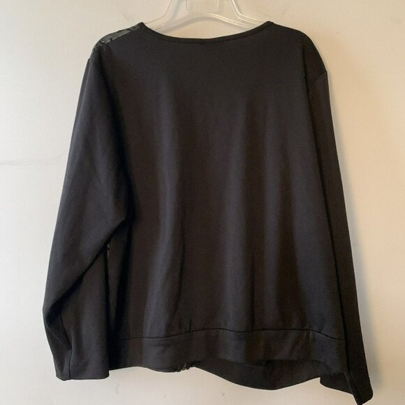Plus Size Tops for Women Ruby Rd Black Zip Front Long Sleeve Size 18W Shacket - Picture 3 of 3